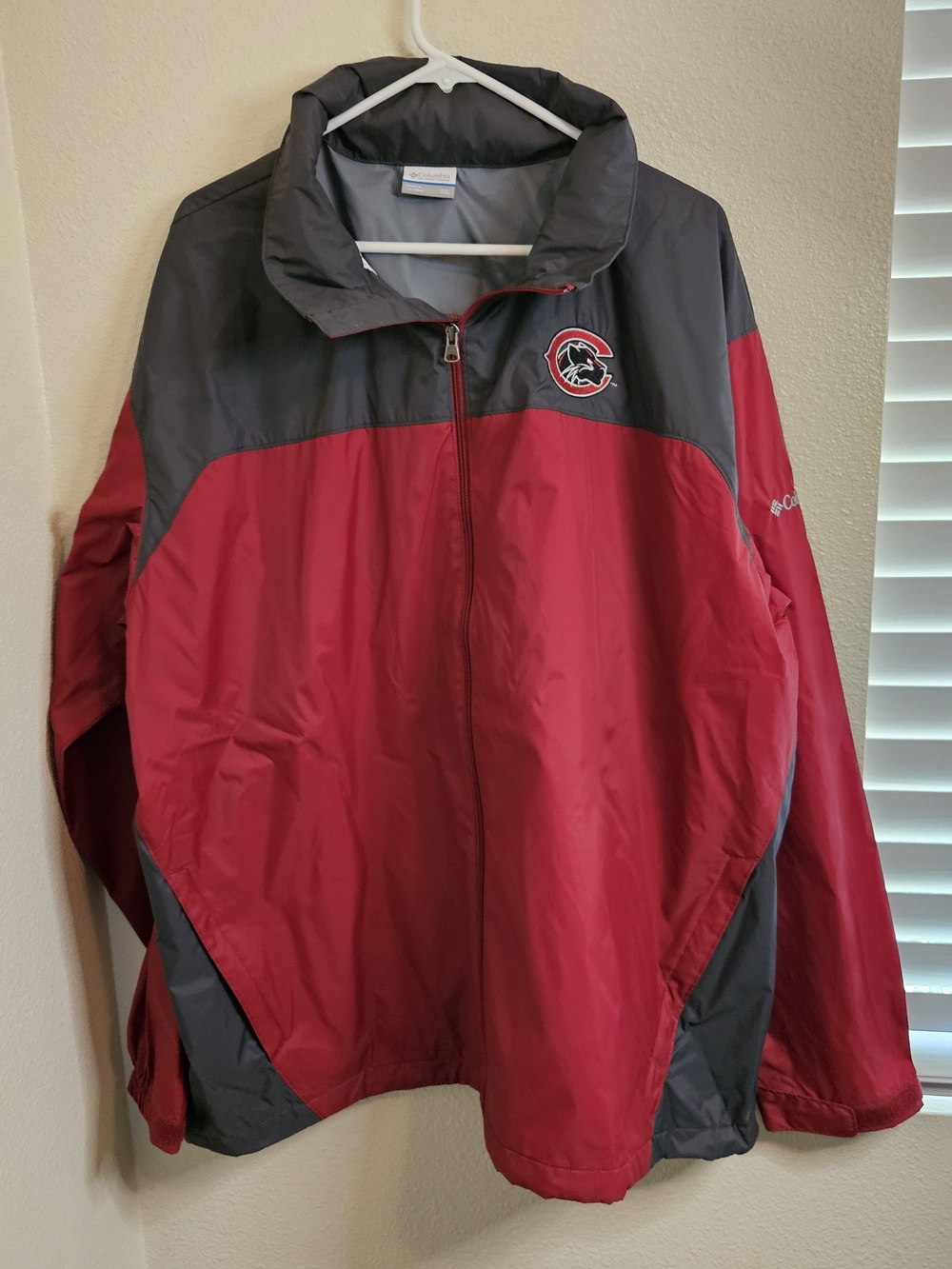 Columbia Red and Gray Men's Windbreaker with Team Crest
